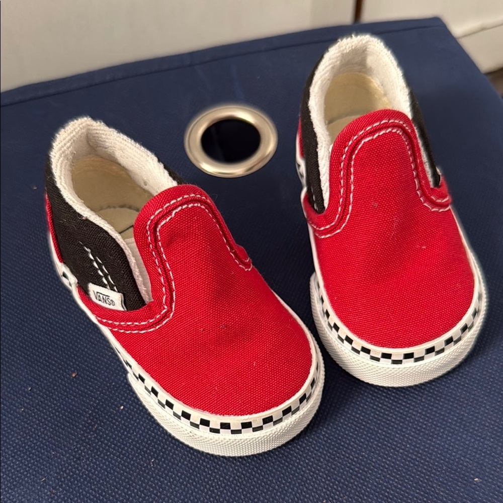 Vans Red and Black Sneakers Slip-On Canvas